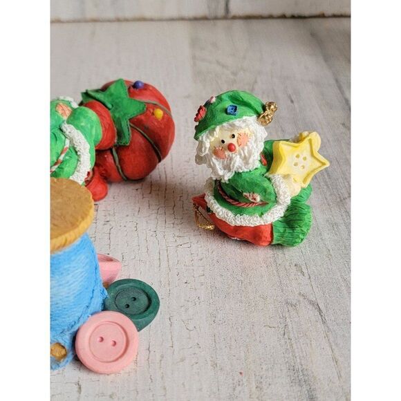 Enesco sewing pin needle thread Santa Claus figurine ornaments set Xmas 1983 - Picture 10 of 13